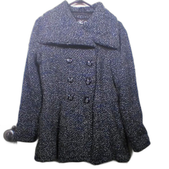 Me Jane Gray Peplum Style Pea Coat Size: M- NWOT - Picture 1 of 14